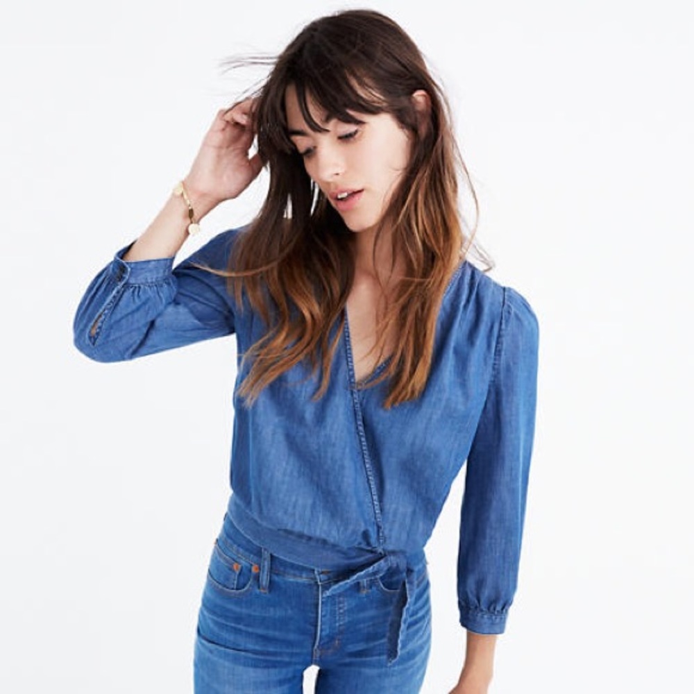 Madewell Denim Wrap Top, size XXS - BNWT